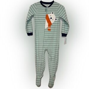 Carter's Green Striped Bear Footie